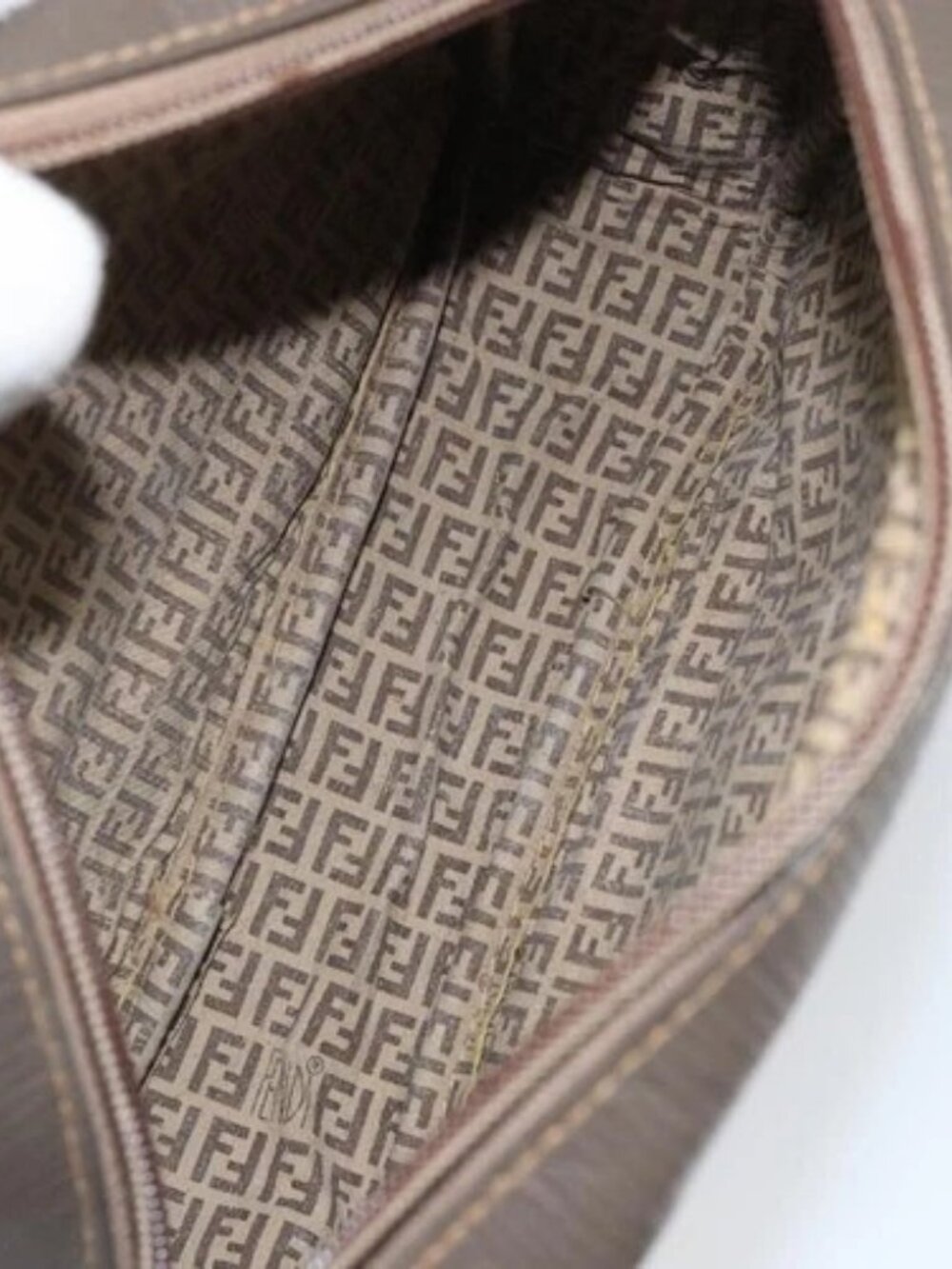 FENDI Zucchino Canvas Shoulder Bag Beige Auth - Picture 11 of 16